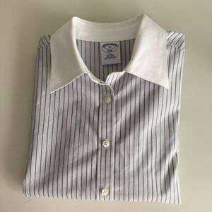 Brooks Brothers Fitted Non-Iron All Cotton Grey Striped Women's Top 10
